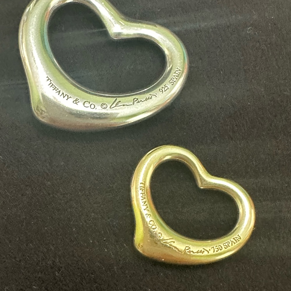 🩵 TIFFANY & CO 🩵OPEN HEART PENDANT STERLING SILVER AND 18K GOLD - Picture 5 of 14